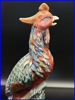 0771 A Pair Antique Chinese Porcelain Phoenix Birds 12