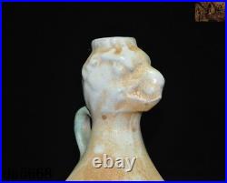 10Chinese White porcelain glaze Ancient bird head Zun Cup Bottle Pot Jar Statue
