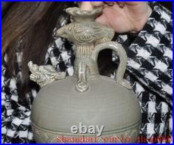 10Song Official yue kiln porcelain bird beast Drinking vessel flagon statue