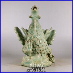 10.2 China Old Porcelain Song dynasty ru kiln cyan glaze Ice crack bird Statue