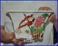 10.4 Chinese Ancient wucai porcelain peony bird text statue flower plants pots