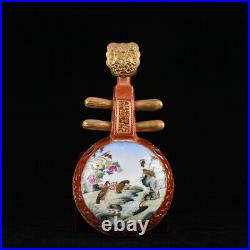 10.6 Old qianlong marked allite red colour enamels Porcelain flower bird lute
