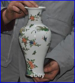 10.6 old China wucai porcelain flowers bird Zun Cup Bottle Pot Vase Jar statue