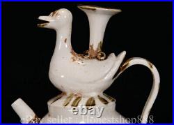 10.8 Antique Old China Ding Kiln Porcelain Dynasty Duck Bird Wine Pot Jar