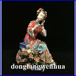 10 Ancient Wucai Porcelain Pottery Classical beauty Belle Lady Figurine