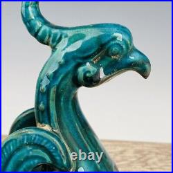 10 Antique Porcelain DaZhou dynasty chai kiln A pair Blue Ice crack bird Statue