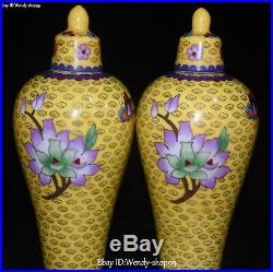 10 China Color Porcelain Peony Flower Magpie Bird Vase Bottle Flask Pot Pair