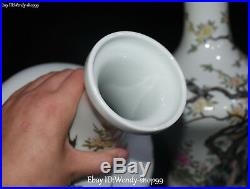 10 China Enamel Color Porcelain magpie Bird Plum Flower Vase Pot Pitcher Pair