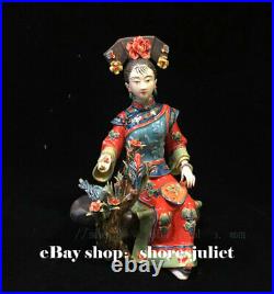 10 China Wucai Porcelain Pottery Classical Beauty Women Belle Lady Bird Flower