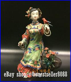 10 China Wucai porcelain Pottery Beauty Belle Women Lady Flower Bird Happy Sta