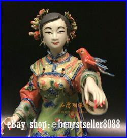 10 China Wucai porcelain Pottery Beauty Belle Women Lady Flower Bird Happy Sta