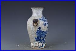 10 China antique Porcelain Qing kangxi blue & white flower and bird vase statue