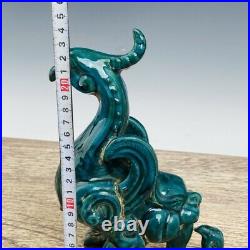 10 Old Antique Porcelain dazhou dynasty chai kiln A pair blue glaze bird Statue