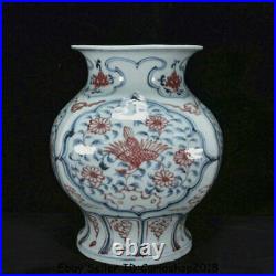 10 Old Blue White Red Porcelain peacock Crane Birds Flower Bottle Vase Pair