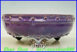 10 Old China Dynasty Jun Kiln Porcelain 3 Leg Pen wash writing-brush washer