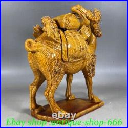 10 Old China Song Dynasty Yellow Glaze Porcelain Camel llama Animal Sack Statue