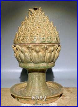 10 Old Song Dynasty Yue Kiln Porcelain Lotus Phoenix Bird Incense Burner Censer