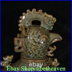10 Rare Old China Sauce Glaze Porcelain Palace Phoenix Bird Zun Statue Pair