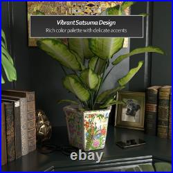 10 Satsuma Birds & Flowers Porcelain Flower Pot 10 Satsuma Birds & Flowers Porcelain Flower Pot