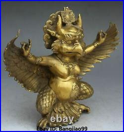 10 Tibet Buddhism Bronze Redpoll Winged Garuda Bird Eagle God Buddha Statue