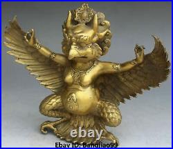 10 Tibet Buddhism Bronze Redpoll Winged Garuda Bird Eagle God Buddha Statue