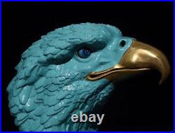 10 Yongzheng Chinese Turquoise Green Glaze Gilt Porcelain Eagle Bust Statue