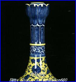 10 Yongzheng Marked Blue White Yellow Glaze Porcelain Lion Head Vase Bottle