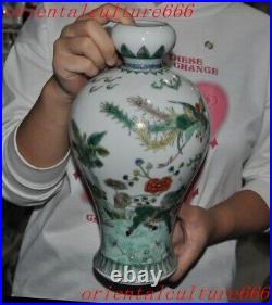10wucai porcelain Kirin qilin beast Phoenix bird Bottle Pot Vase Jar Statue