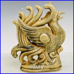 11.4 Old China Porcelain Song dynasty yue kiln cyan glaze Ice crack bird Statue