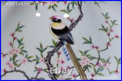11.6 China wucai porcelain peach blossom bird Zun Cup Bottle Pot Vase Statue