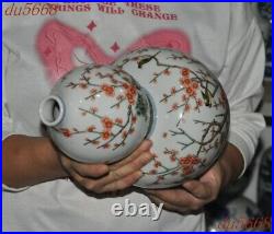 11.8China pastel porcelain flower bird gourd statue Zun Cup Bottle Pot Vase Jar