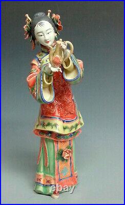 11 Ancient China Shiwan Ceramic wucai porcelain Beautiful Lady Figurine Wine Pot