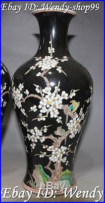 11 Chinese Porcelain Plum Blossom Bird Birds Flower Vase Bottle Pair Statue