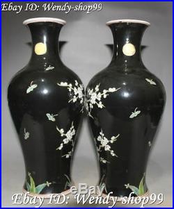 11 Chinese Porcelain Plum Blossom Bird Birds Flower Vase Bottle Pair Statue