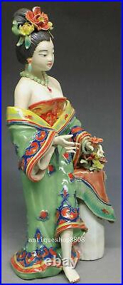 11 Chinese Wucai Porcelain Classical beauty Belle Girl Yang Yuhuan Statue