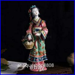 11 Chinese Wucai Porcelain Pottery Beautiful Woman Xi Shi Belle Figurine Statue