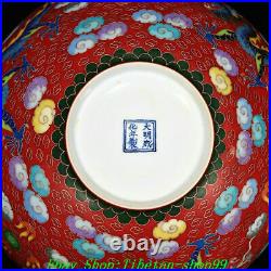 11 Daming Chenghua Marked Colour Enamel Porcelain Flower Bird Dragon Bowl Bowls