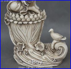 11 Dehua White Porcelain Bird Kwan-yin Guanyin Guan Quan Yin Goddess Statue