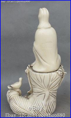 11 Dehua White Porcelain Bird Kwan-yin Guanyin Guan Quan Yin Goddess Statue