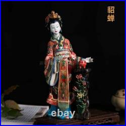 11 Rare Chinese Wucai Porcelain Classical beauty Belle Diao Chan Statue