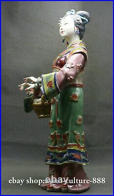11 Rare Chinese Wucai Porcelain Classical beauty Belle Girl XI SHI Statue