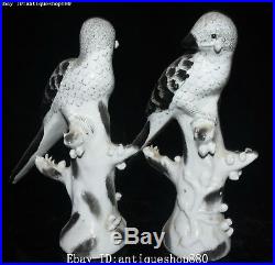 11 Unique China Color Porcelain Auspicious Tree Magpie Bird Animal Statue Pair
