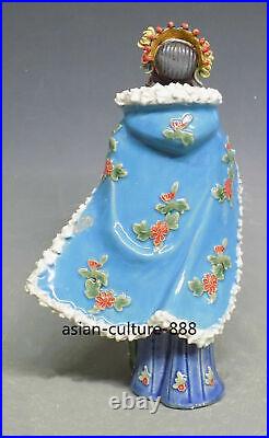 11 Wucai Porcelain Pottery Ceramic Belle Lady Noble Woman Flower Figurine