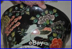11old china chinese wucai Porcelain Peacock bird flower statue Zun bowl pot Cup