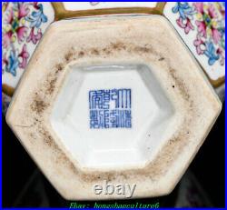 12Qing Dynasty Famille-rose Porcelain Palace Bats Peony Flower Bottle Vase Pair