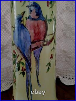 12.25 VTG Antique B &C France Limoges Hand-Painted Birds Vase RARE. Signed