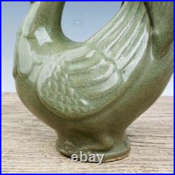 12.2 Antique Song dynasty Porcelain Yue kiln Cyan glaze Phoenix bird Zun statue
