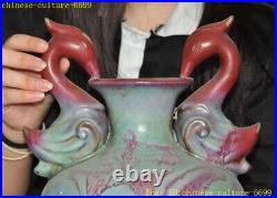 12.2 Old China Ancient Jun porcelain bird Zun Cup Bottle Pot Vase Jar Statue