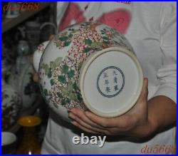 12.4Chinese pastel porcelain Feng Shui flower bird Bottle Pot Vase Jar Statue