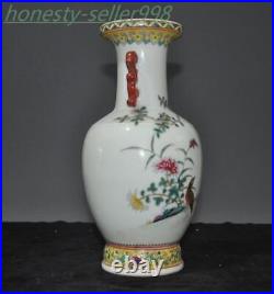 12.4'' Marked Chinese wucai porcelain flower bird statue Zun Bottle Pot Vase Jar